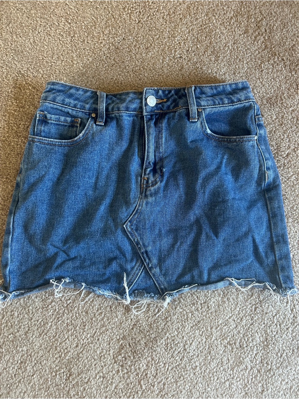 PacSun Blue Denim Raw-Hem Mini Skirt